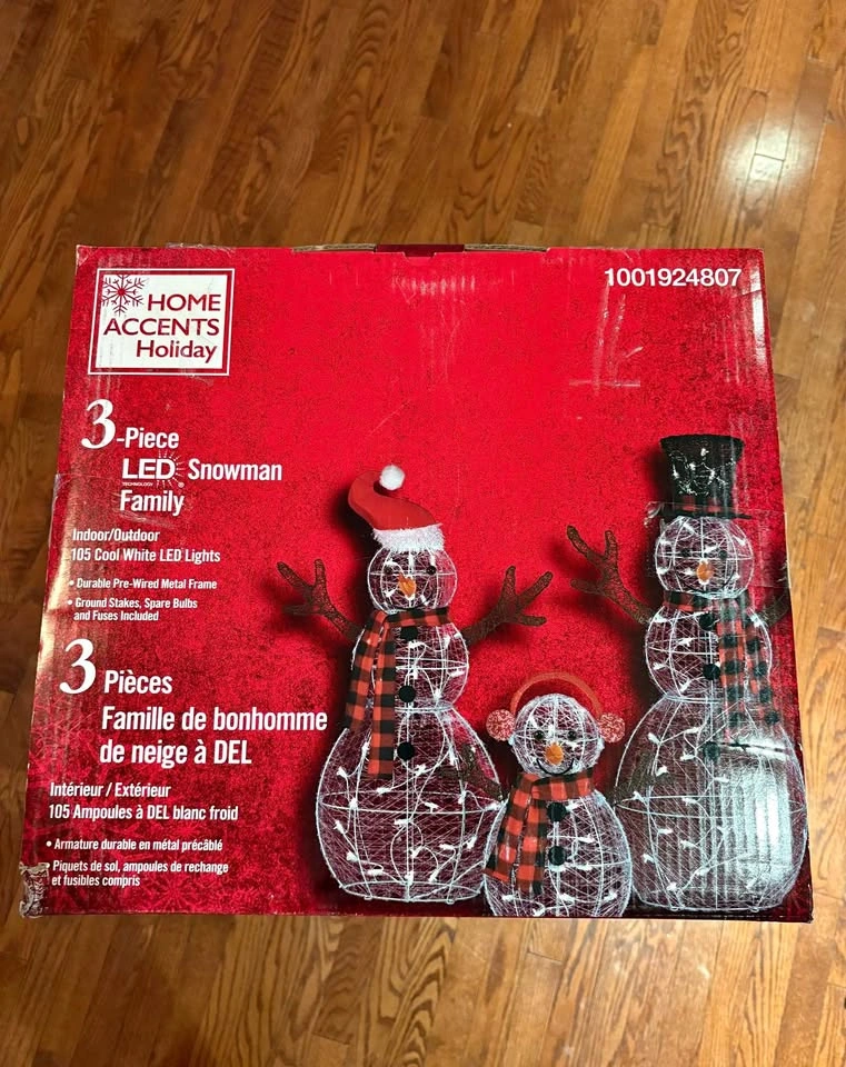 ❄️ 3-Piece LED Snowman Family – Indoor/Outdoor Holiday Decoratio