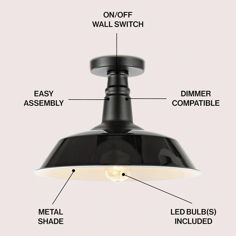 JONATHAN Y Camila 14" 1-Light Classic Industrial Iron LED Semi F - photo 2