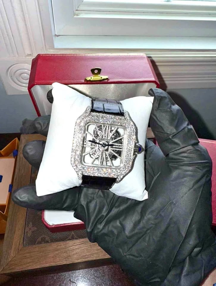 Cartier Santos Skeleton Watch with Diamonds