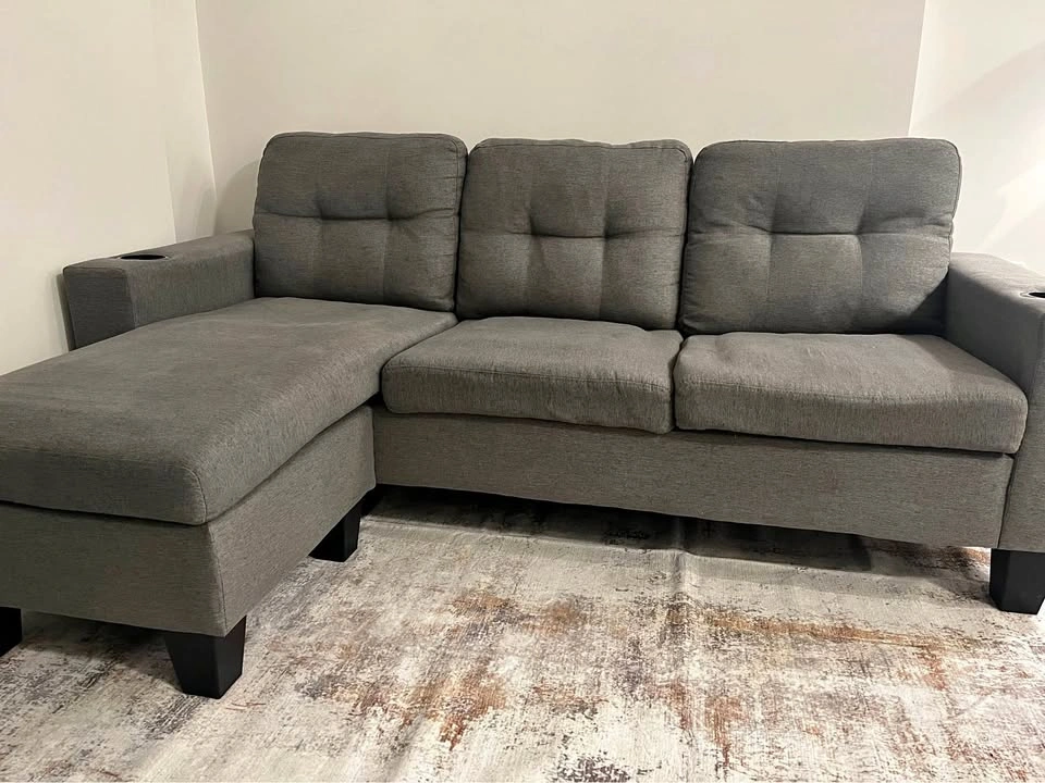 Grey Sectional Sofa + Ottoman