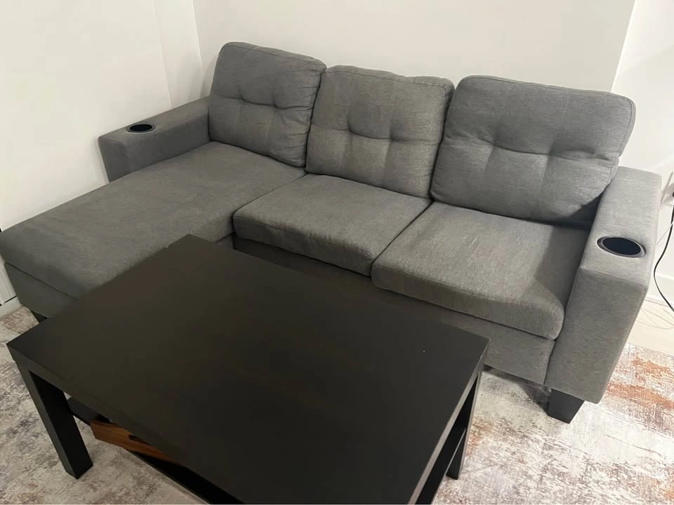 Grey Sectional Sofa + Ottoman - photo 2