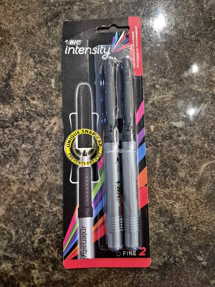 Brand New Bic Intensity Black Fine Permanent Markers