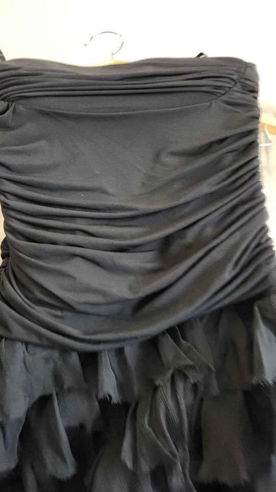 BCBGMAXAZRIA Black Strapless Ruffle Dress Size S - photo 5