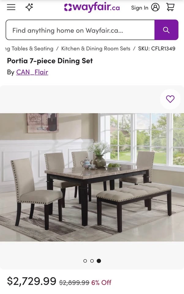 Marble dining table, chairs and bench set - beige color - photo 2