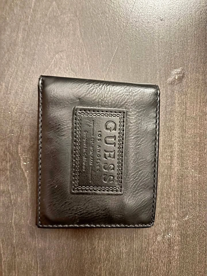 GUESS Los Angeles Men’s Bifold Wallet — Black Leather