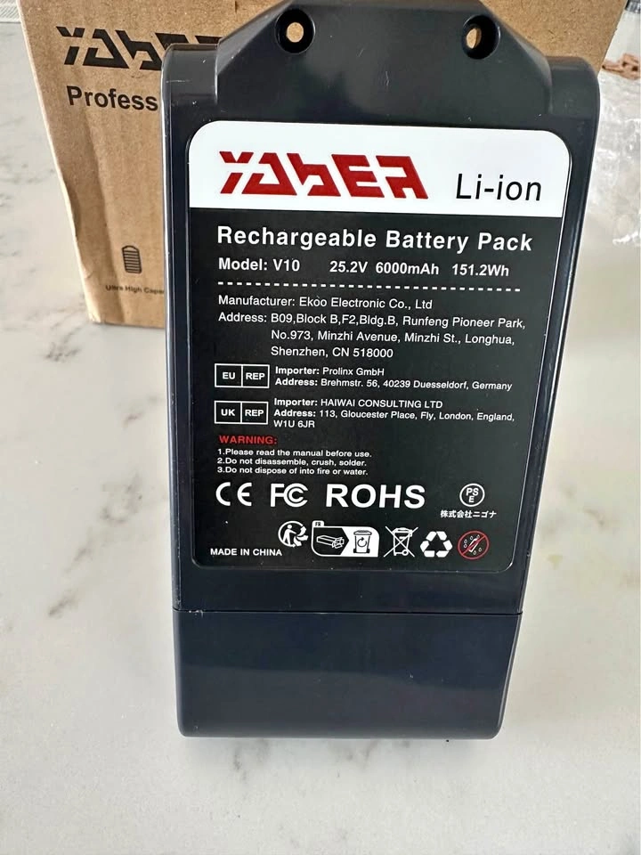 Dyson V10 Replacement Battery - Yaber V10 6000mAh