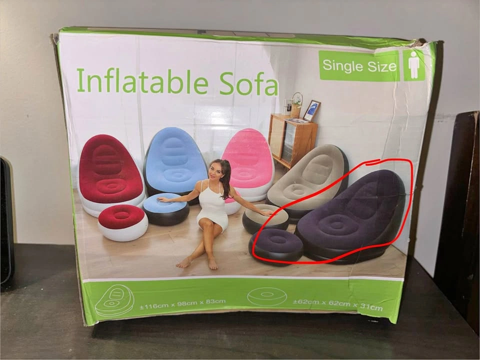 Dark Blue Inflatable Sofa with Footrest