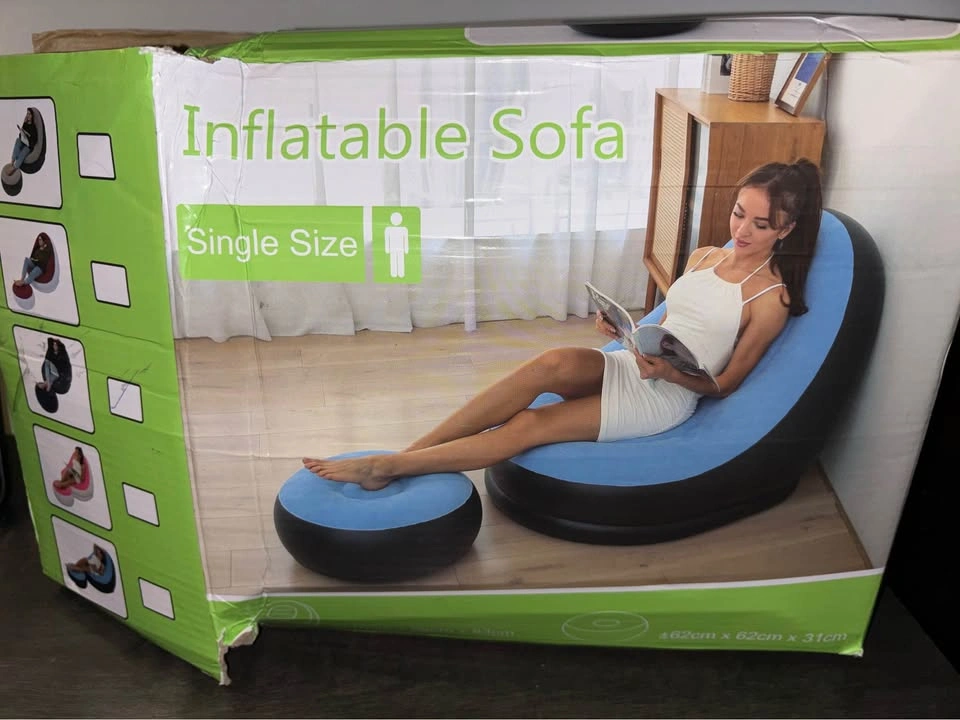 Dark Blue Inflatable Sofa with Footrest - photo 2