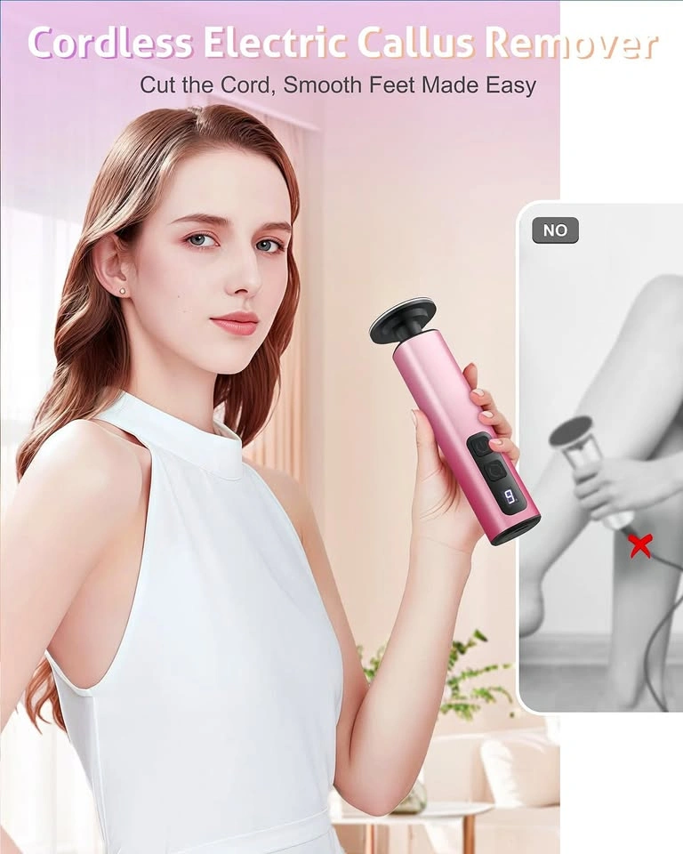 Pink Cordless Electric Callus Remover 2-in-1 Nail Foot Care
