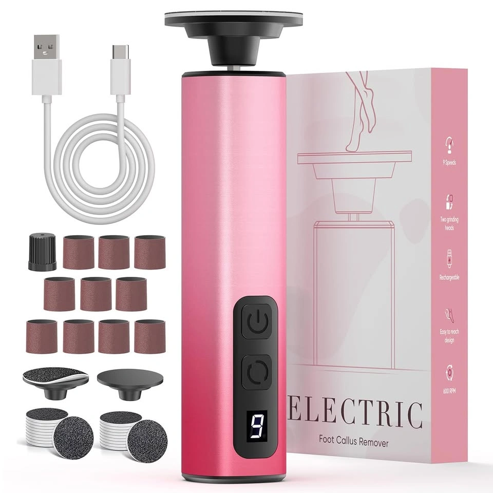 Pink Cordless Electric Callus Remover 2-in-1 Nail Foot Care - photo 2