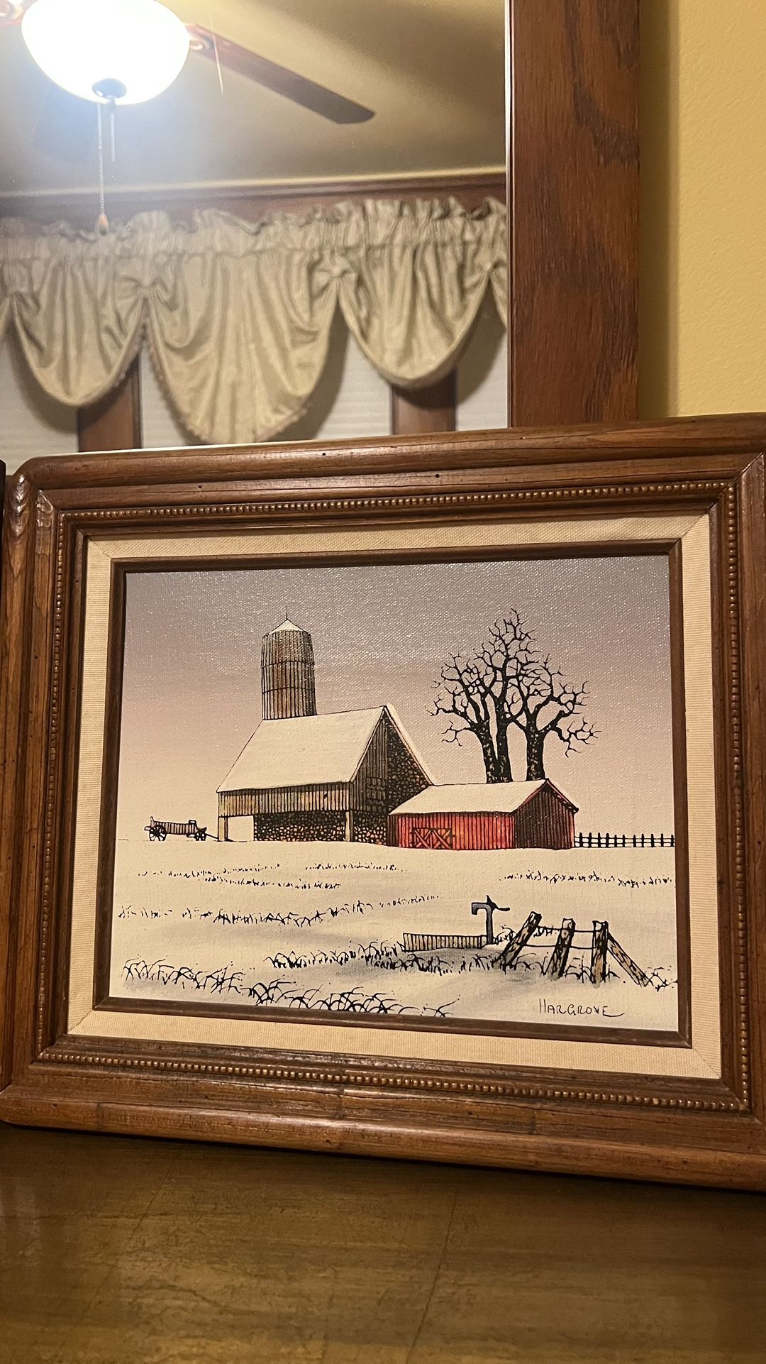 4 Paintings in Wooden Frames (13" x 11") - $20