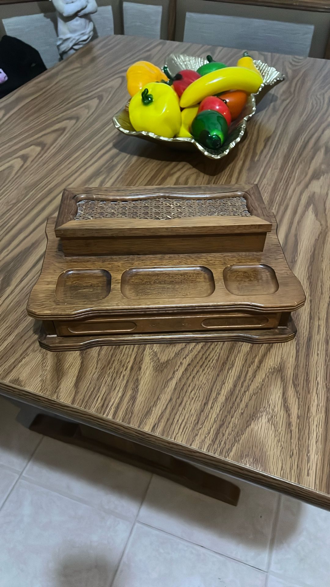 Wooden box with two compartments