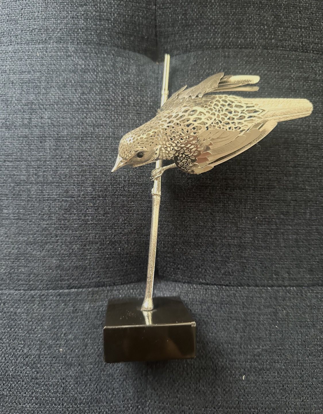 Vintage Silvered Reed Warbler