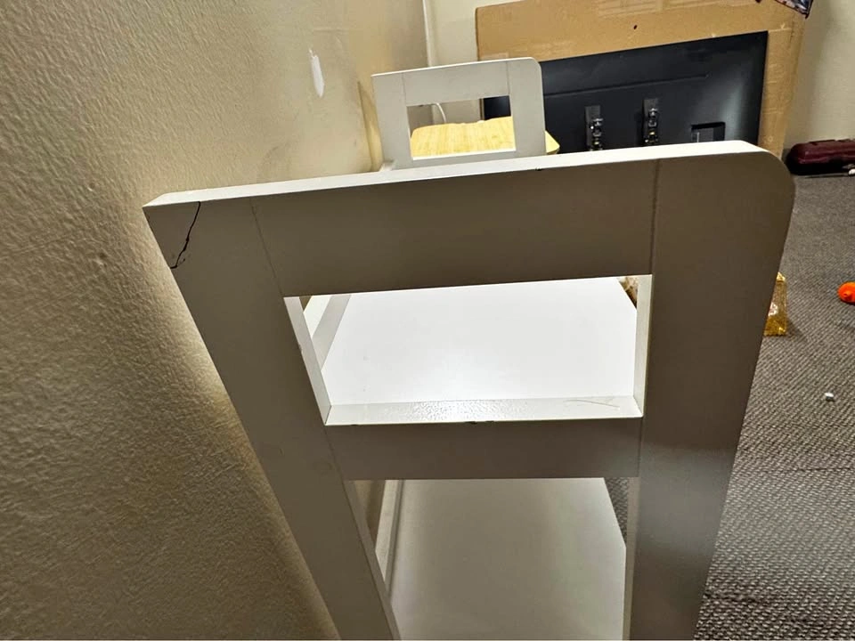 White 3-Tier Shelf and IKEA Rolling Cart w/ Lid