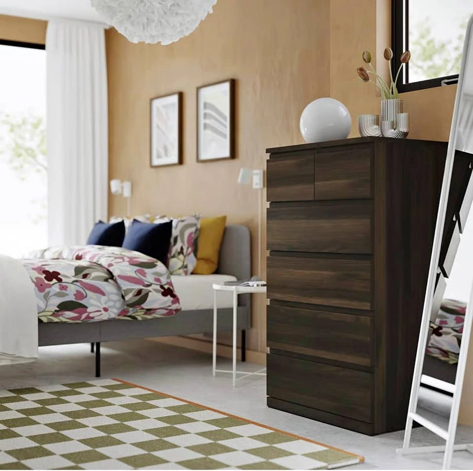 IKEA STORKLINTA 6-Drawer Chest – Dark Brown/Oak Effect