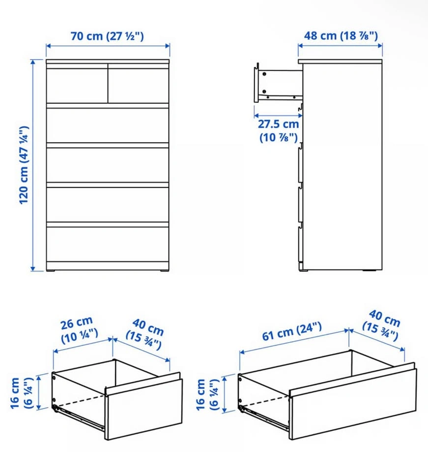 IKEA STORKLINTA 6-Drawer Chest – Dark Brown/Oak Effect - photo 3