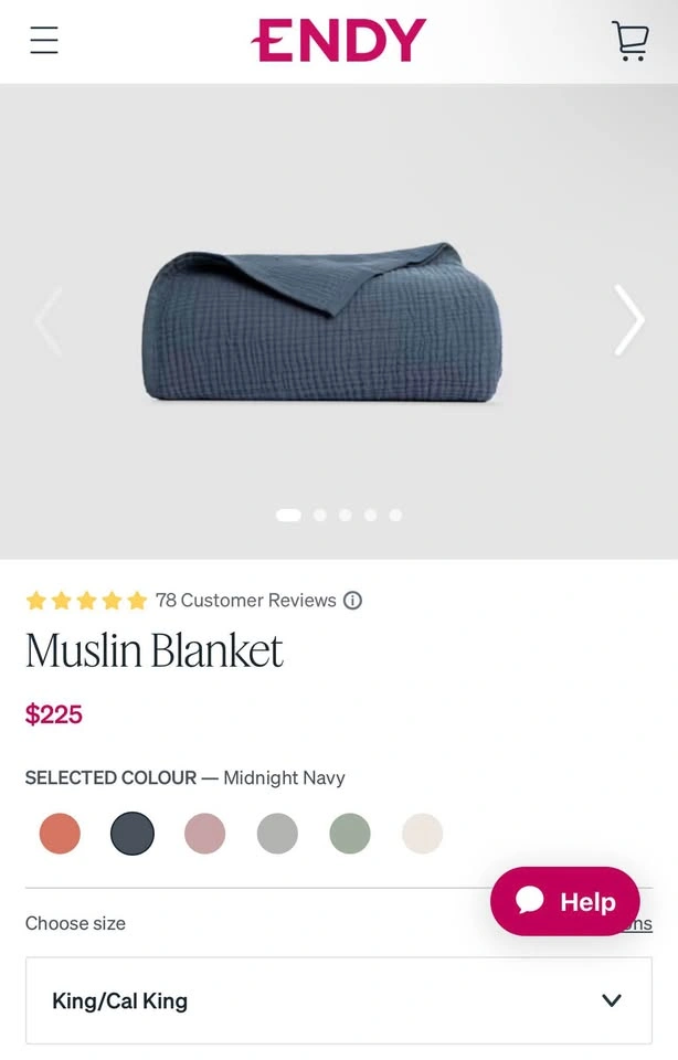 New Endy Muslin Blanket - King/Cal King - Midnight Navy - photo 4