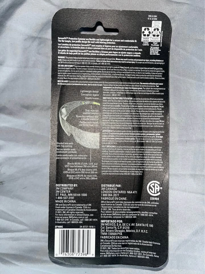 Brand New 3M™ SecureFit™ 400 Safety Eyewear – Grey Anti-Fog Lens - photo 2