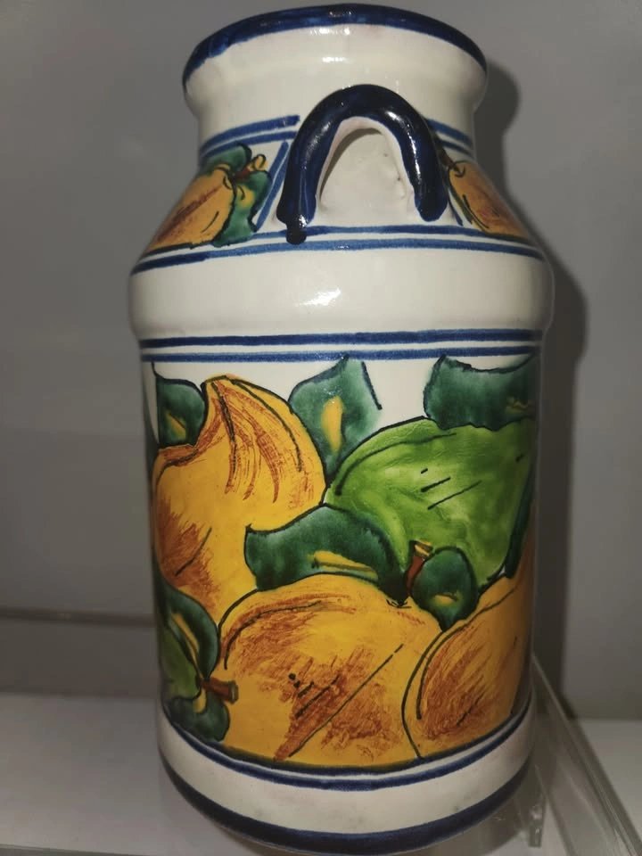 Hand-Painted Italian Ceramic Container / Vase with Fruit "Frutti - photo 2