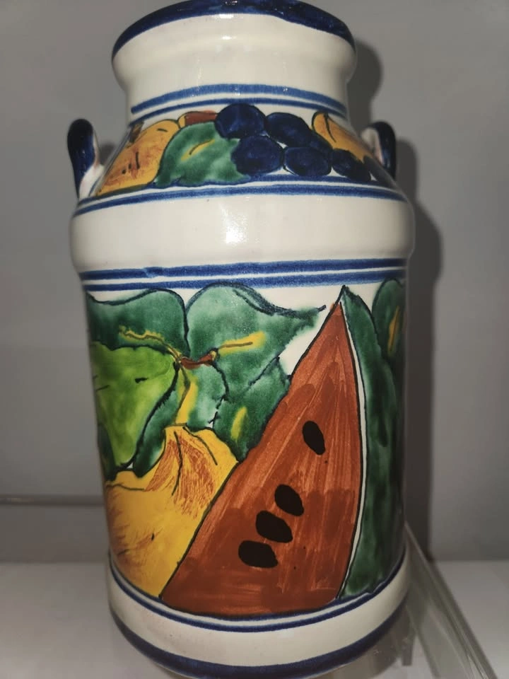 Hand-Painted Italian Ceramic Container / Vase with Fruit "Frutti - photo 3