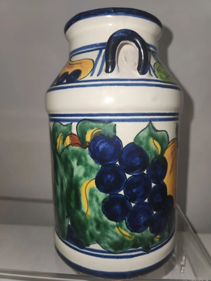 Hand-Painted Italian Ceramic Container / Vase with Fruit "Frutti - photo 4