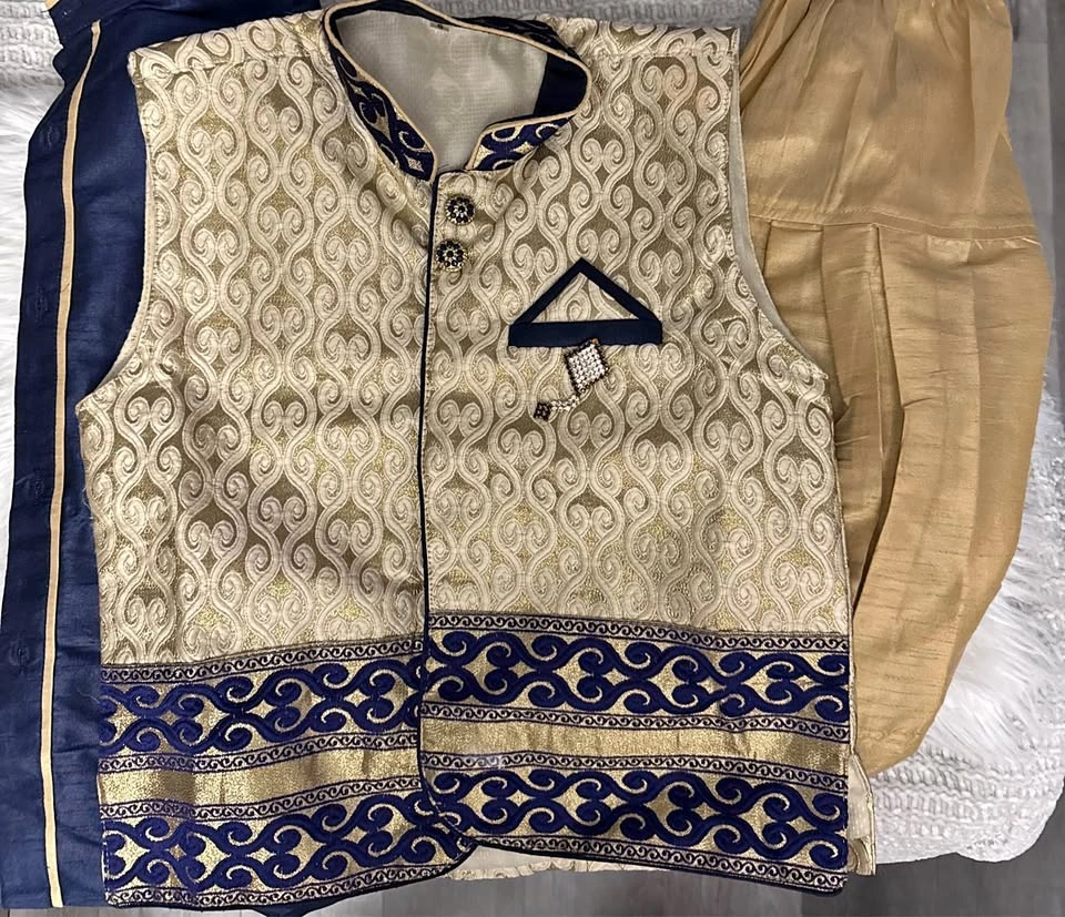 Elegant Gold & Navy 3-Piece Indian Outfit ✨