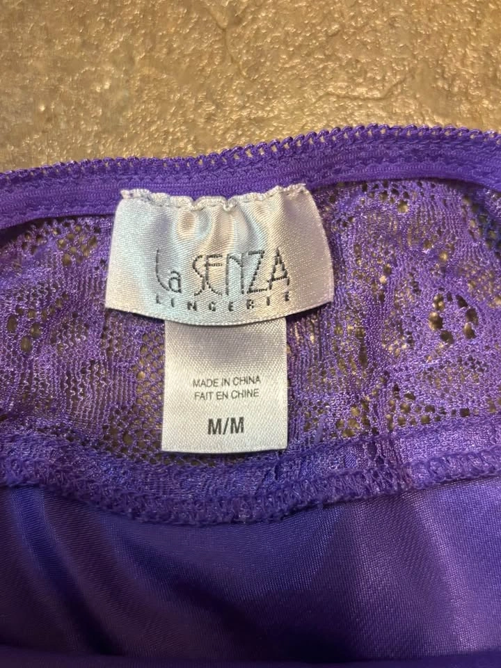 La Senza Purple Satin & Lace Slip - Size Medium - photo 2