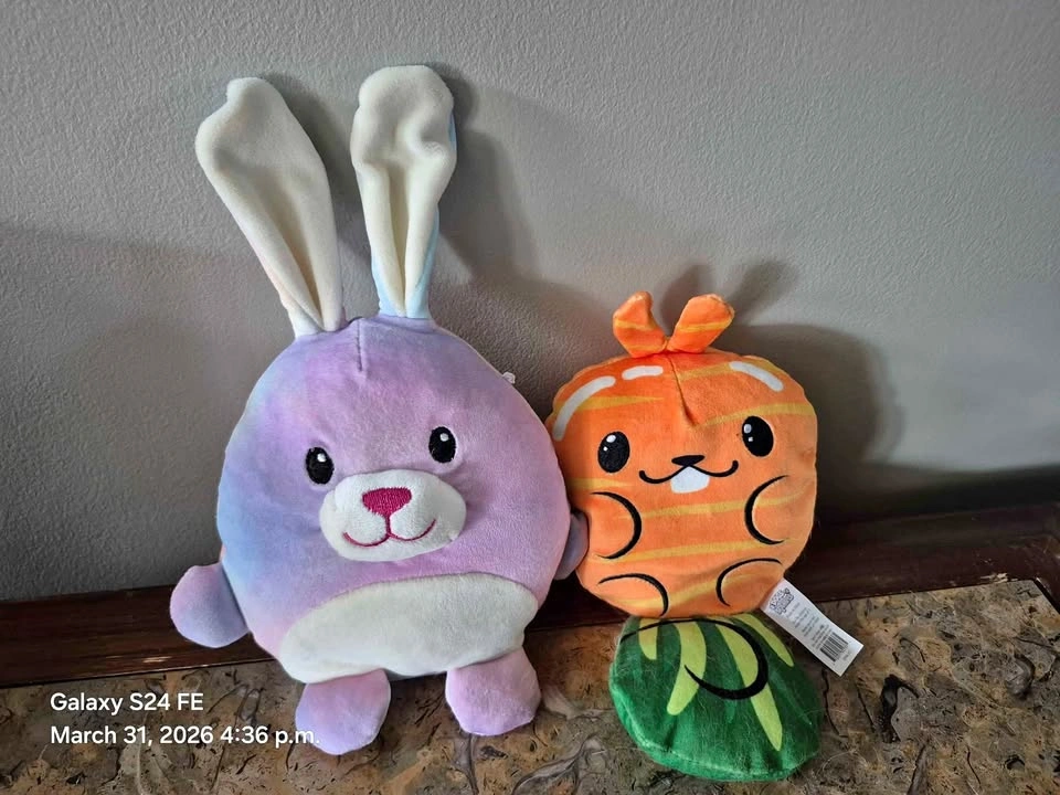 Easter Plush Duo: 10" Bunny & 6" Carrot Dog - NEW