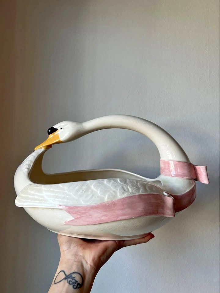 Vintage Goose Ceramic Basket/Planter