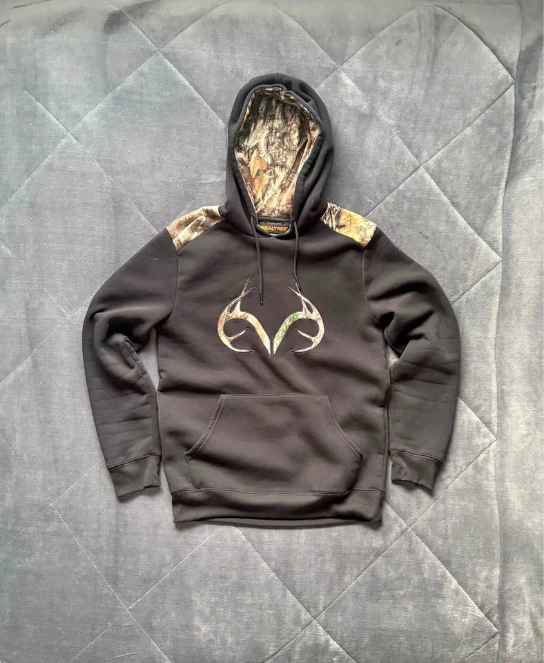 Realtree Black & Camo Pullover Hoodie Size S