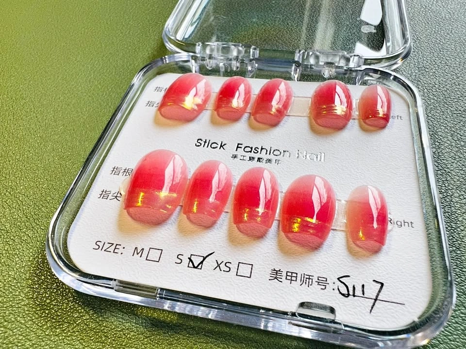 Stick Fashion Nail Pink Ombre Press-On Nails Size S