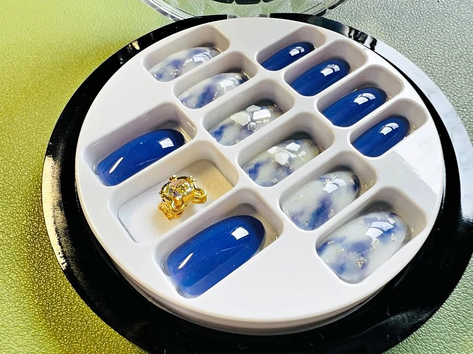 Royal Blue & Marble Press On Nails Set