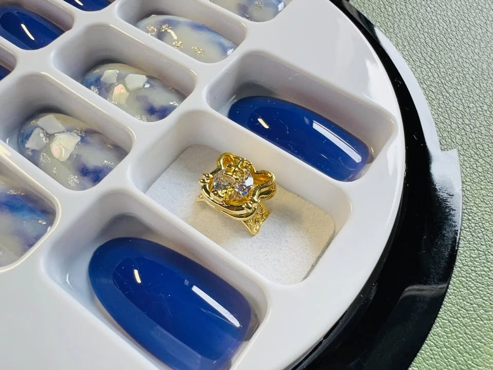 Royal Blue & Marble Press On Nails Set - photo 2