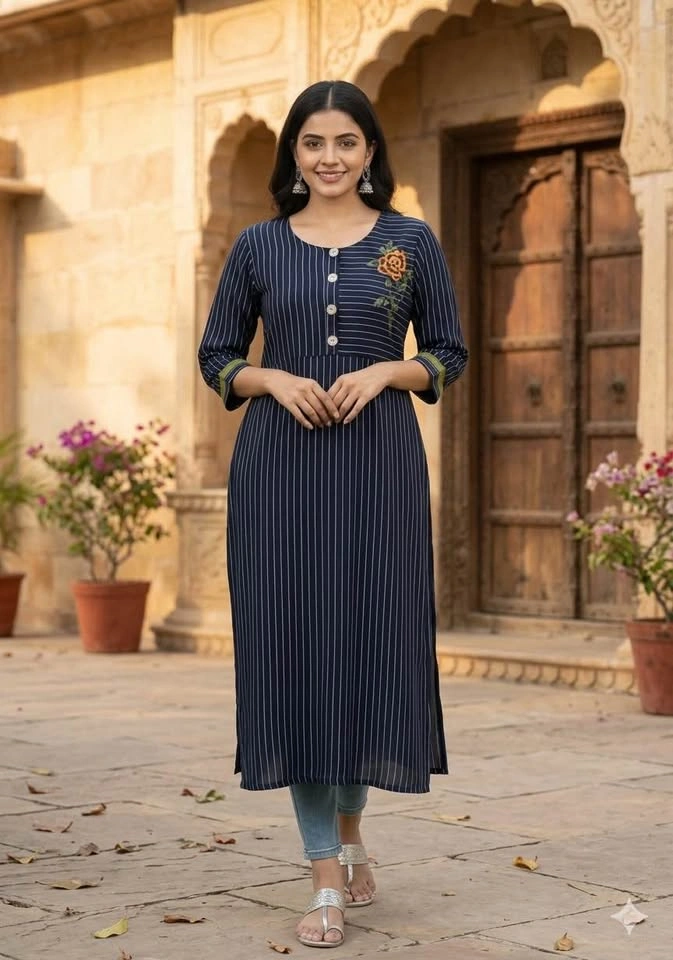 Blue and white striped kurta top - size L (BOGO) - photo 3