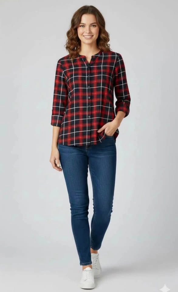 Red striped shirt top - Size L - photo 5