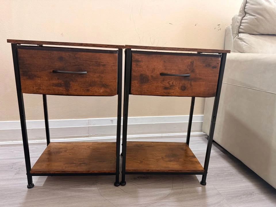 Set of 2 Modern Side Tables – Drawer & Shelf - photo 2