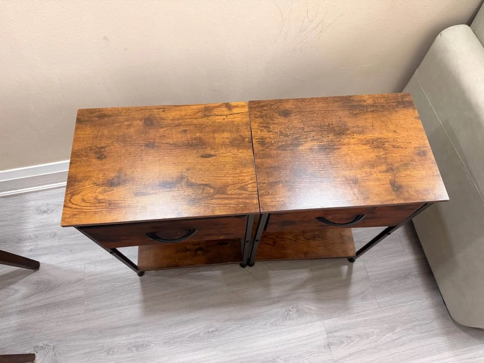 Set of 2 Modern Side Tables – Drawer & Shelf - photo 3