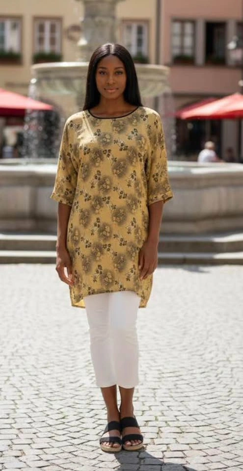 Mustard Yellow Floral Tunic - Size XL - photo 3