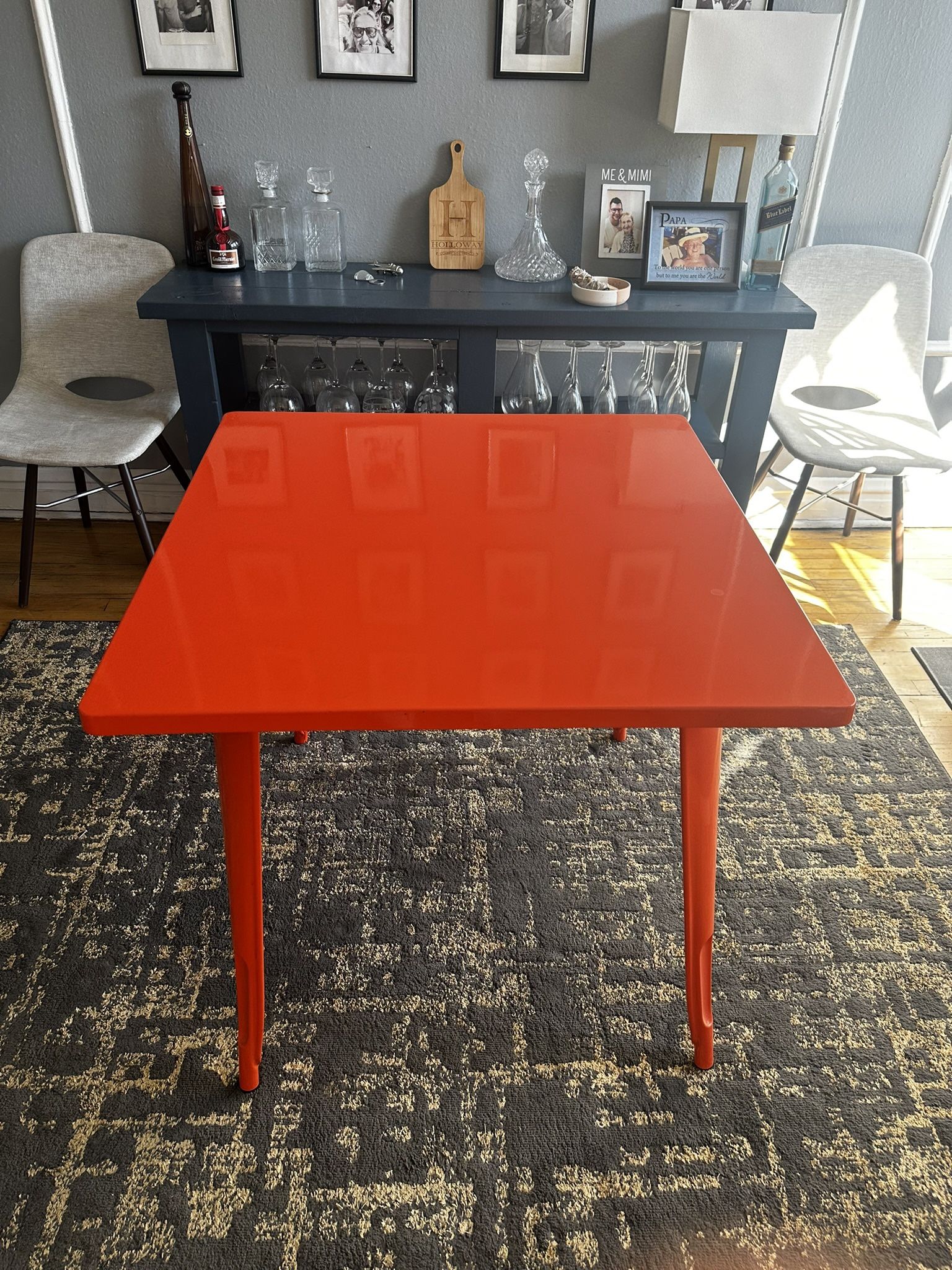 Square Orange Metal Table
