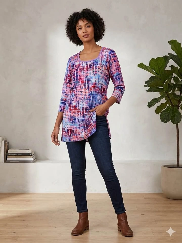 Colorful Abstract Tunic Top - Size L - photo 2