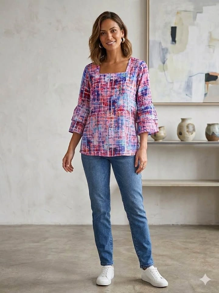 Colorful Abstract Tunic Top - Size L - photo 3