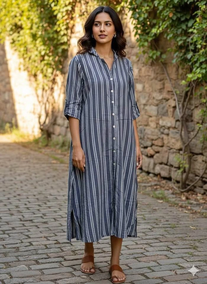 Grey White Striped Tunic - size XL