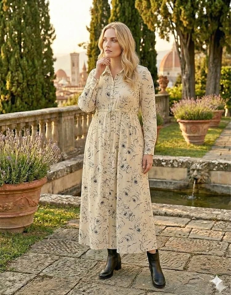 Floral Print Long Sleeve Maxi - size XL