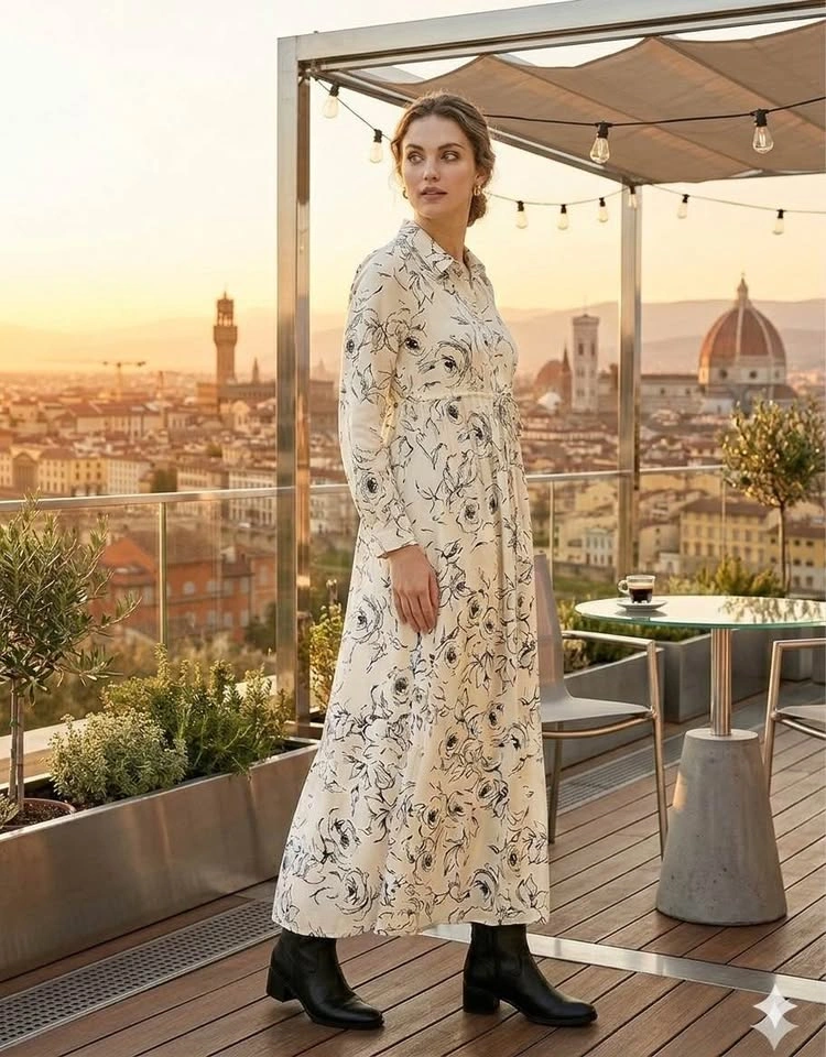 Floral Print Long Sleeve Maxi - size XL - photo 2