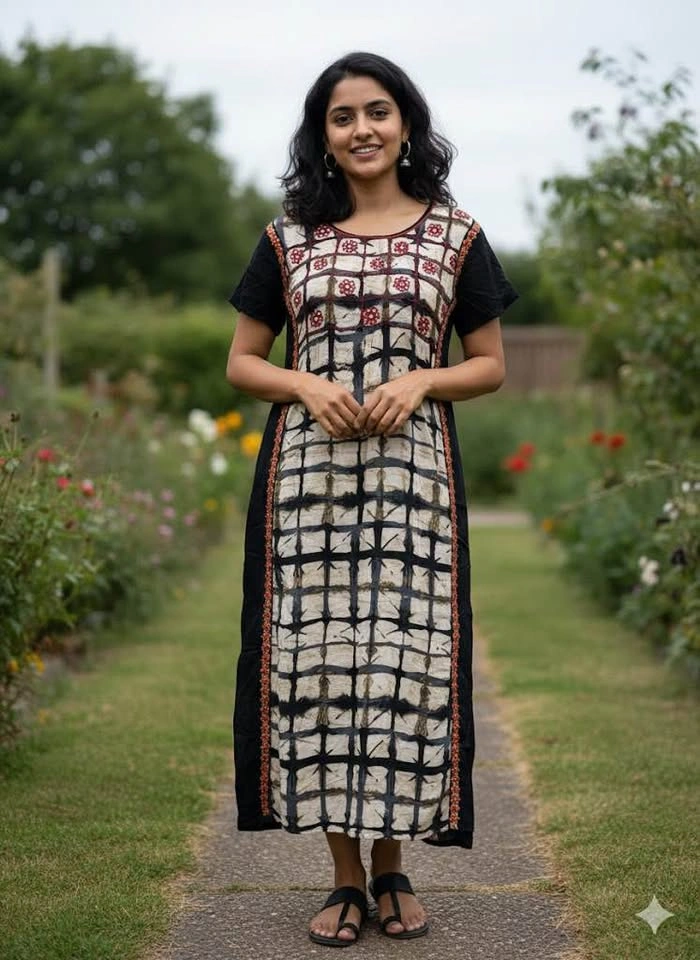 Cute Black & White Patterned Kurta - Size XL - photo 2