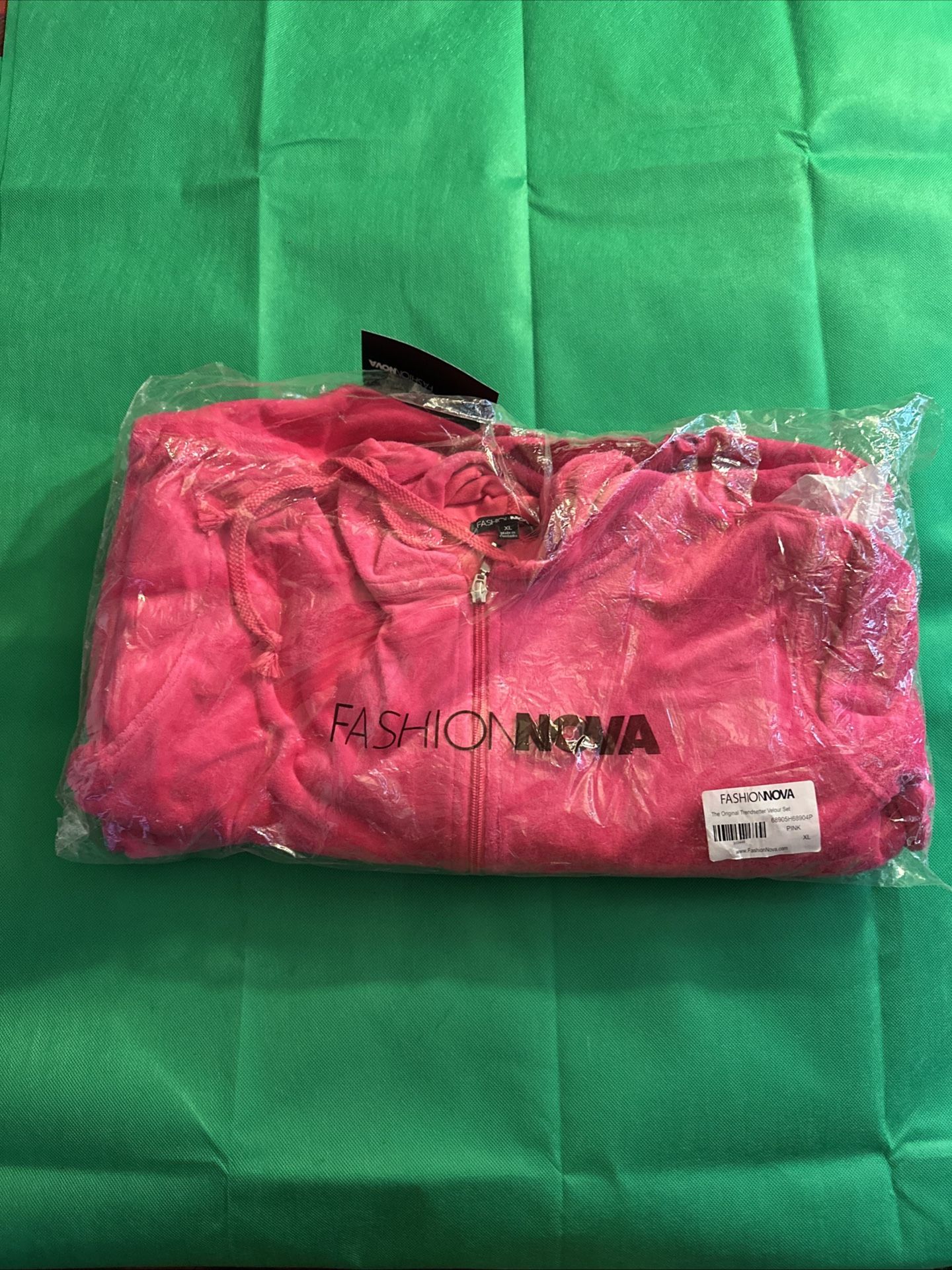 Fashion Nova Velour Track Suit Set Hot Pink XL New