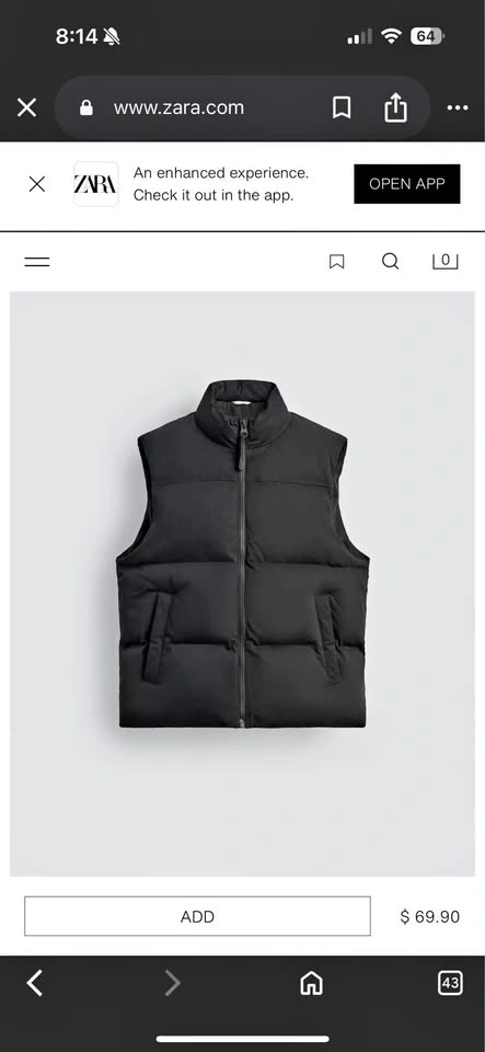 Zara Puffer Vest