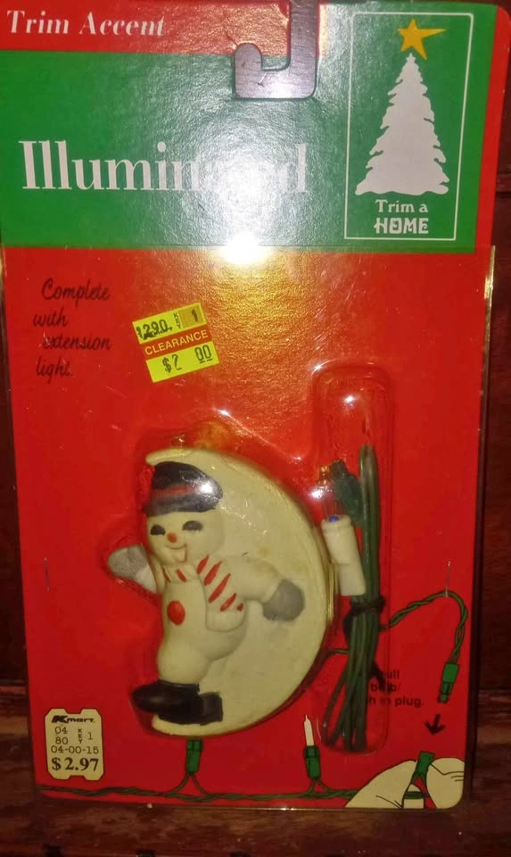 Vintage Snowman Dancing Moon Nightlight - New in Package