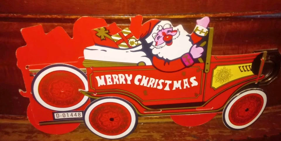 VTG Disney Christmas Stocking Cardboard Santa Card Holder