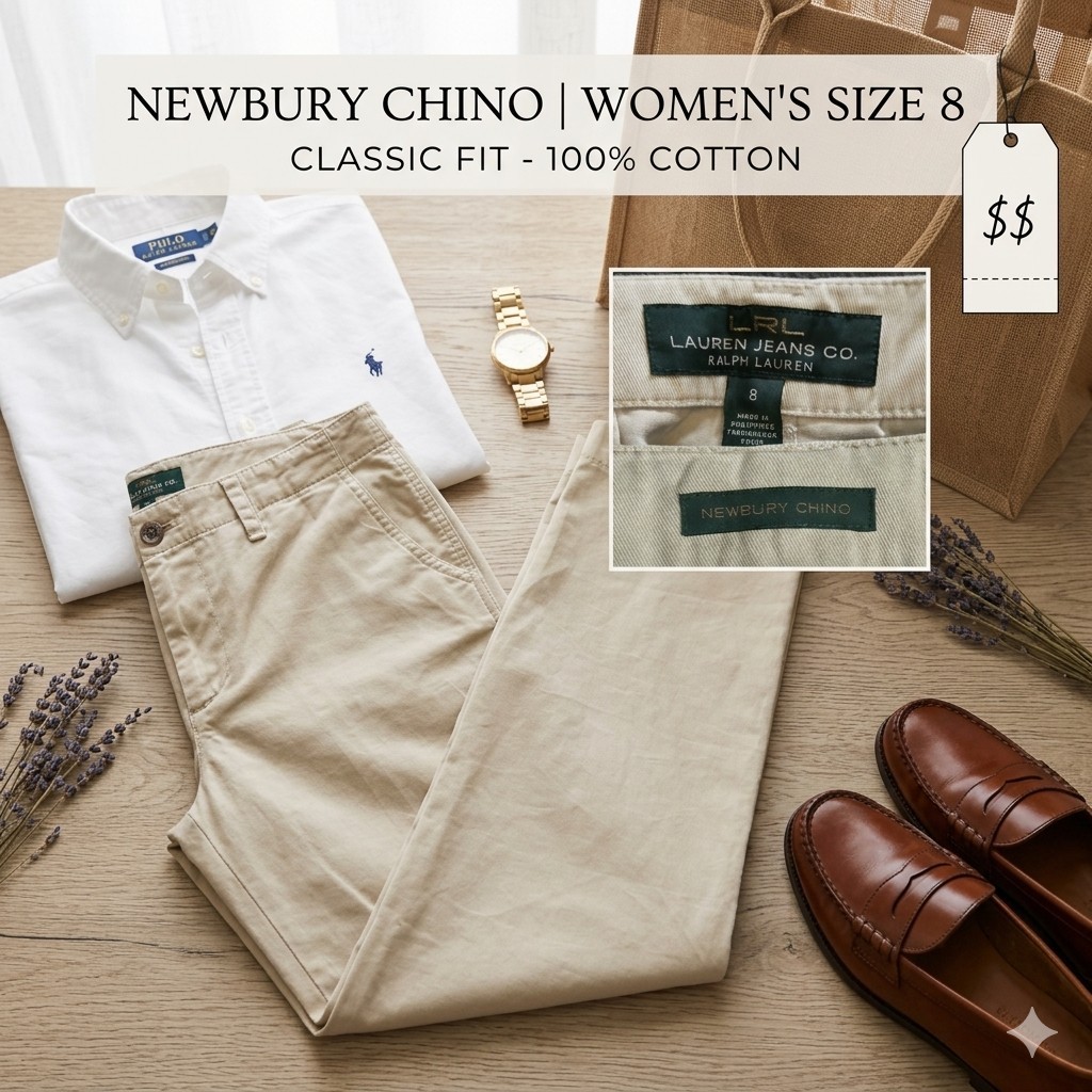Lauren Ralph Lauren Women's Newbury Chino Pants Sz 8 Tan Khaki S